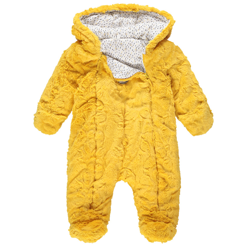 Ολόσωμο κίτρινο μπουφάν από sherpa με εμπριμέ επένδυση 