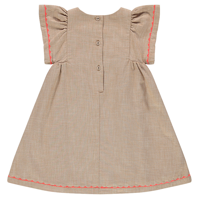 Βαμβακερό φόρεμα με κεντήματα και φουντίτσα 