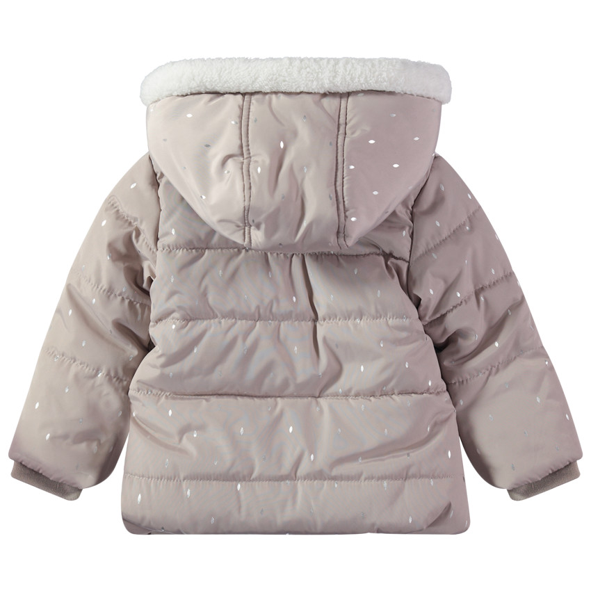 Καπιτονέ μπουφάν πουά με αφαιρούμενη κουκούλα και επένδυση φλις 