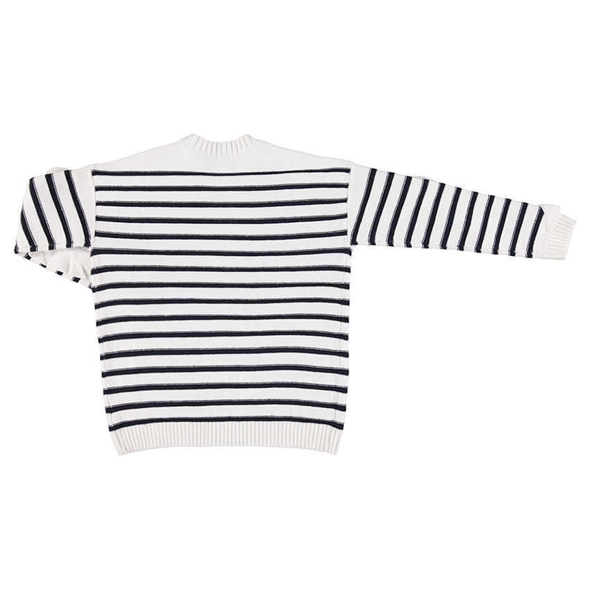 Παιδικά - Πλεκτή ζακέτα με ζακάρ ρίγες, βολάν και τσέπες 