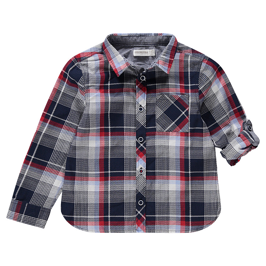 Μακρυμάνικο πουκάμισο με καρό και πλακέ τσέπη 