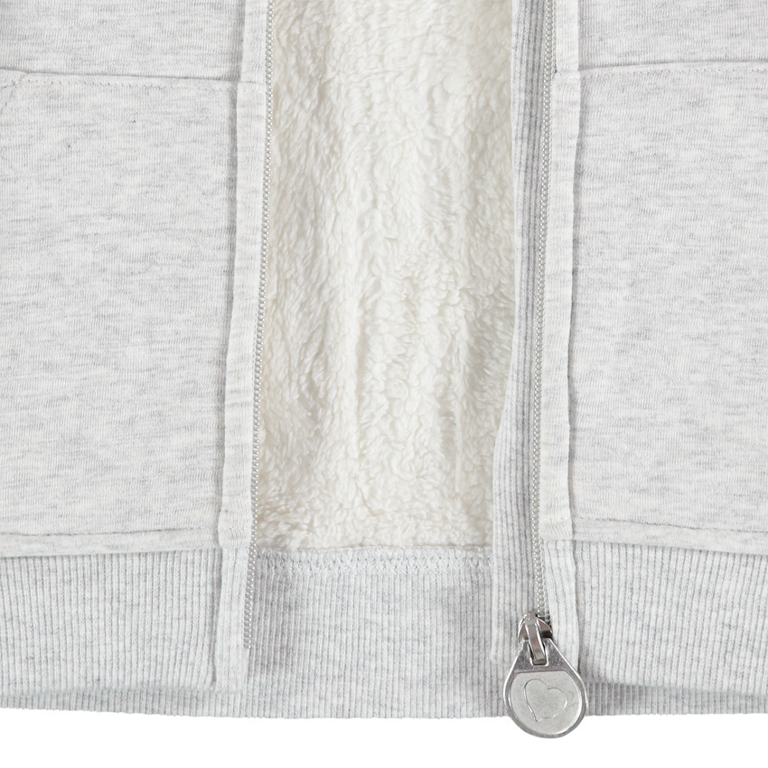 Παιδικά - Ζακέτα με κουκούλα από φανέλα, επένδυση sherpa και στάμπα Smiley 