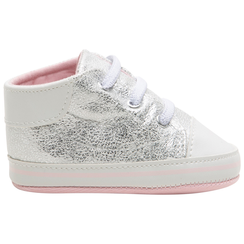 Μαλακά αθλητικά για μωρά σε ασημί με ελαστικά κορδόνια 