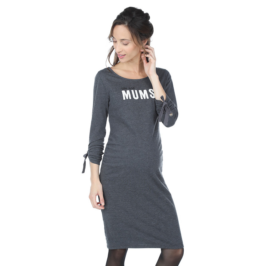 Φόρεμα εγκυμοσύνης από μελανζέ ύφασμα με μήνυμα 