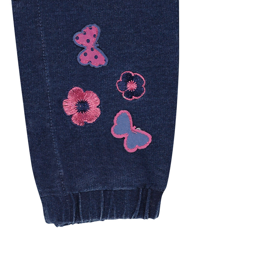 Μακριά σαλοπέτα από φανέλα με όψη ντένιμ και κεντημένα μοτίβα 