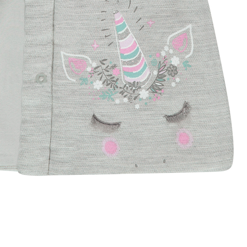 Βαμβακερό παρκά με μελανζέ όψη, τυπωμένο μονόκερο και βαμβακερή βουάλ φόδρα 