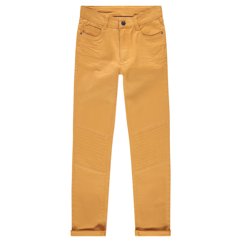 Slim παντελόνι από βαμβακερό σατέν σε μουσταρδί 