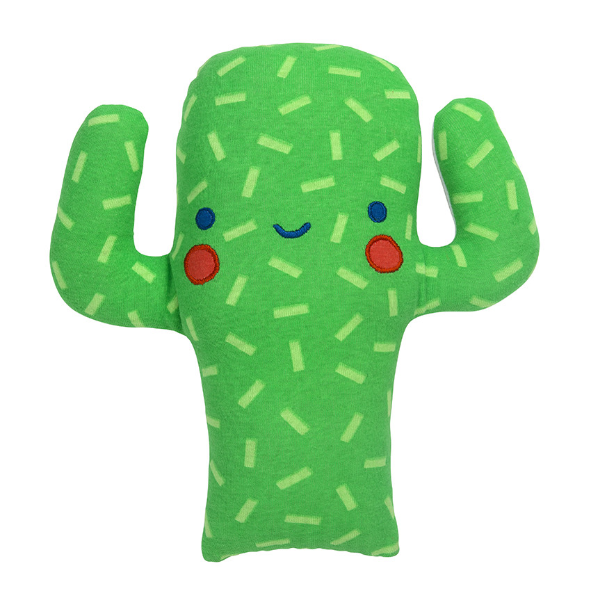 Ζέρσεϊ κουβερτούλα, μία πλευρά με μοτίβο/μία πλευρά εμπριμέ, με λούτρινο κάκτο 