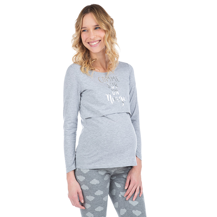 Μακρυμάνικη μπλούζα για το σπίτι με τυπωμένο μήνυμα 