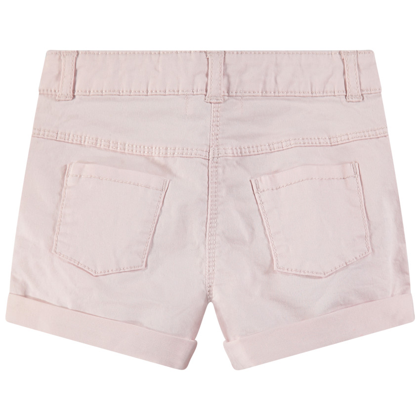 Βαμβακερό σορτς με μόνιμες τσακίσεις και μεταλλιζέ ροζ χρυσαφί λεπτομέρειες 