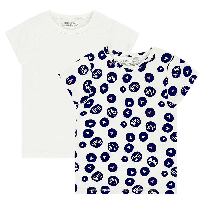 Παιδικά - Σετ με 2 κοντομάνικες μπλούζες ζέρσεϊ, μία με μοτίβο σε όλη την επιφάνεια / μία μονόχρωμη 