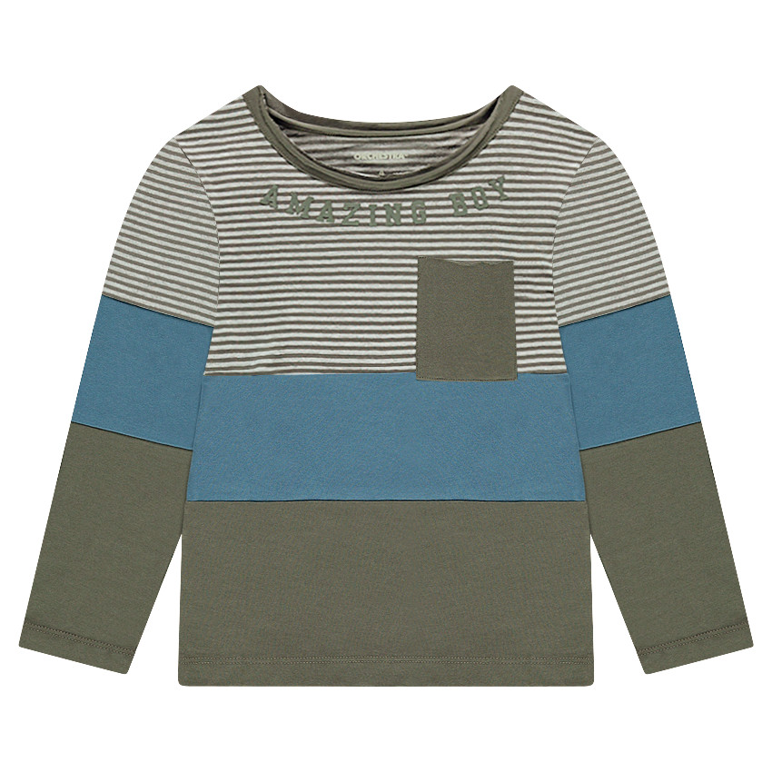 Μακρυμάνικη μπλούζα από ζέρσεϊ με ρίγες και τσέπη 