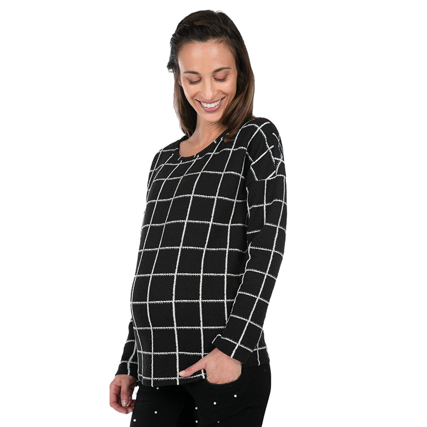 Φανελένιο φούτερ εγκυμοσύνης καρό  