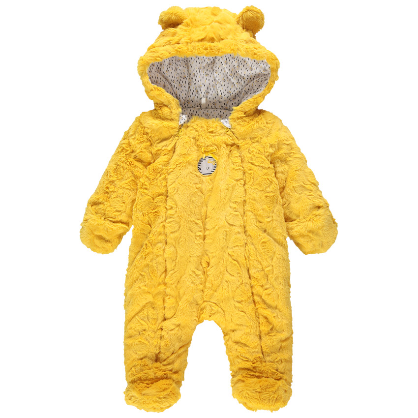 Ολόσωμο κίτρινο μπουφάν από sherpa με εμπριμέ επένδυση 