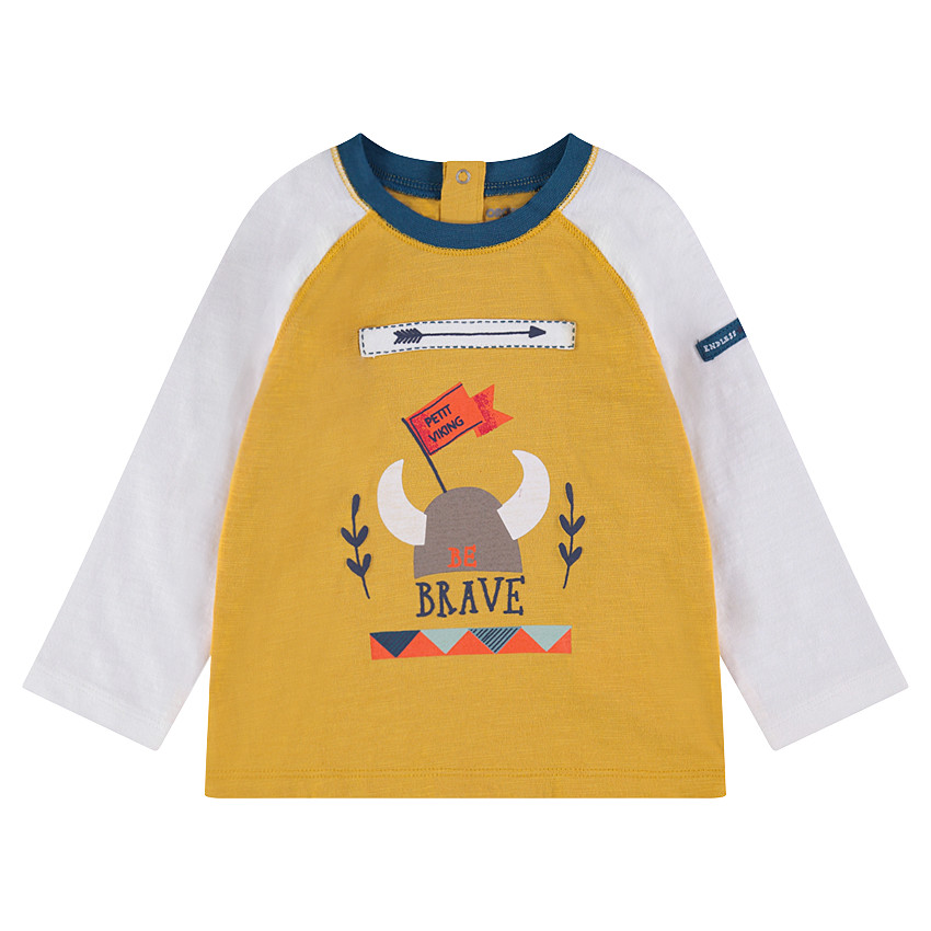 Δίχρωμη μακρυμάνικη μπλούζα με στάμπα καπέλο Βίκινγκ 