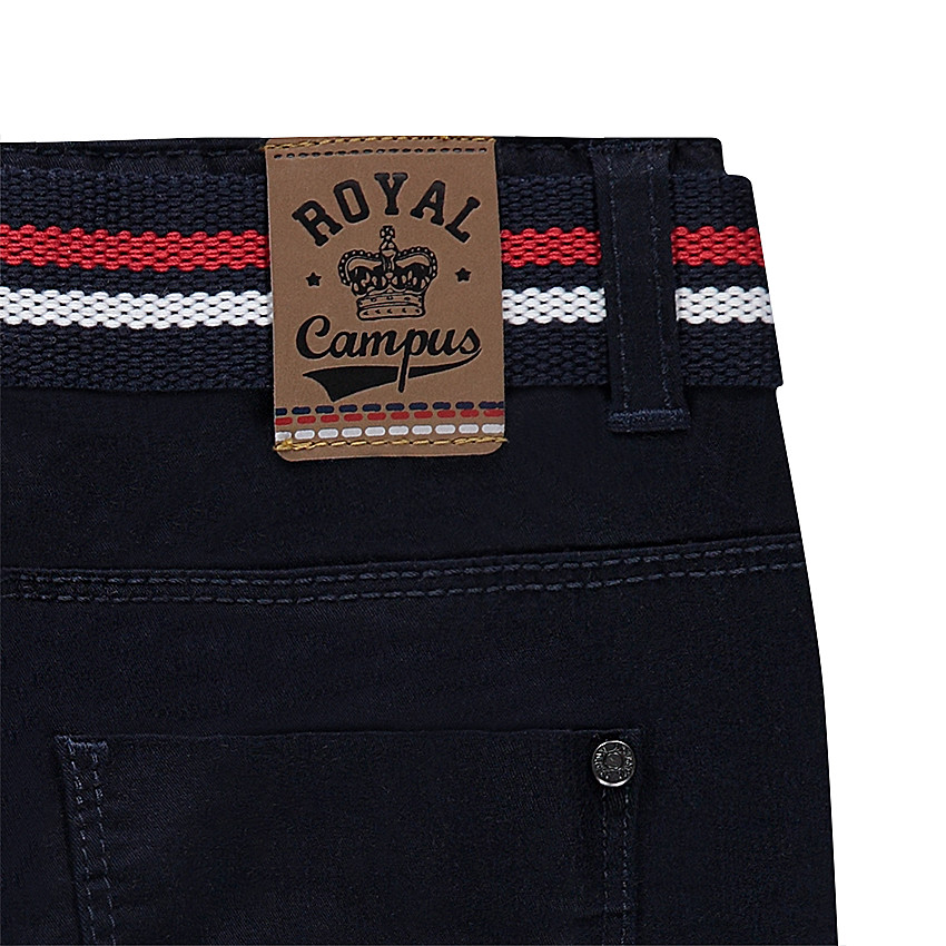 Παντελόνι με μόνιμες τσακίσεις και αφαιρούμενη ζώνη με πολύχρωμες ρίγες σε σχέδιο πλεξίδα  