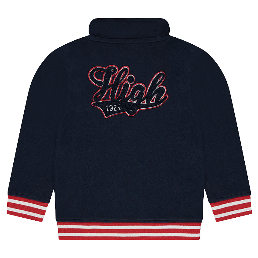 Φανελένια ζακέτα με σήμα σε στυλ οικόσημου και κεντημένη φράση στην πλάτη 