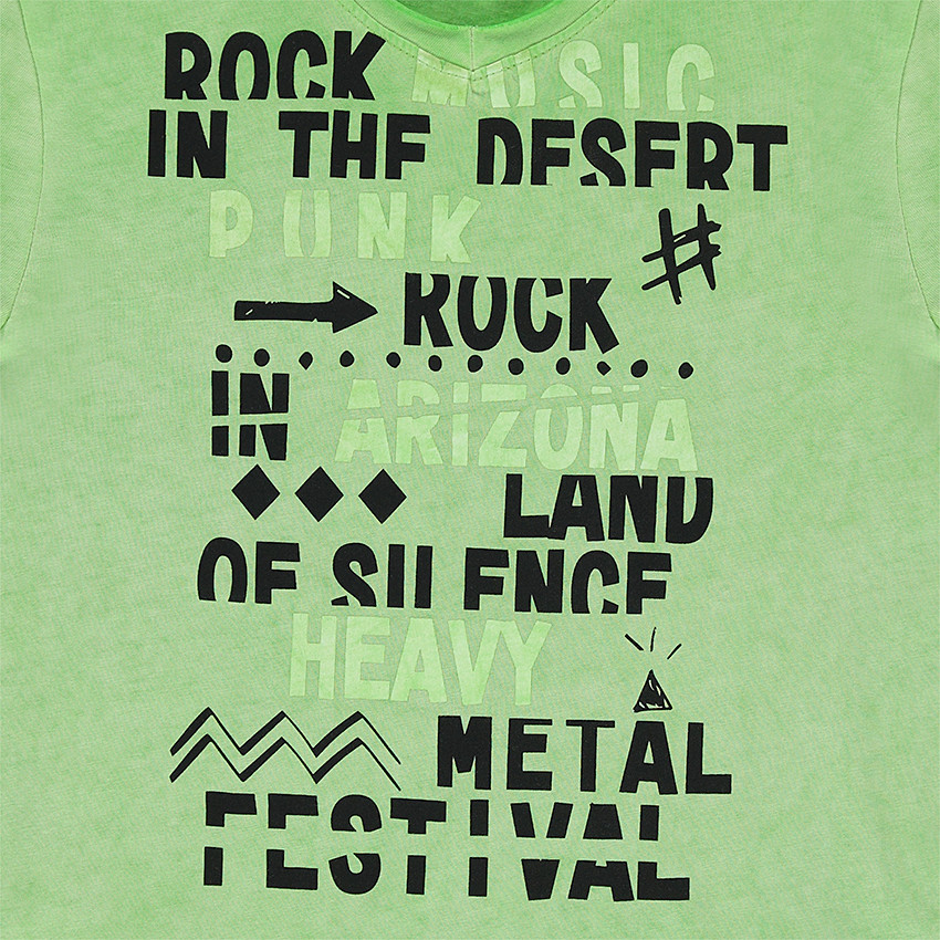 Παιδικά - Κοντομάνικη μπλούζα από ζέρσεϊ νηματοβαφή με τυπωμένα γράμματα 