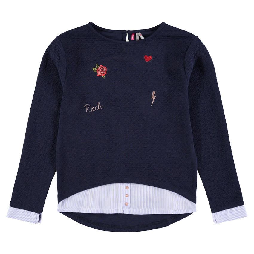 Παιδικά - Μακρυμάνικη μπλούζα με εφέ 2 σε 1 με γράμματα από κορδόνι 