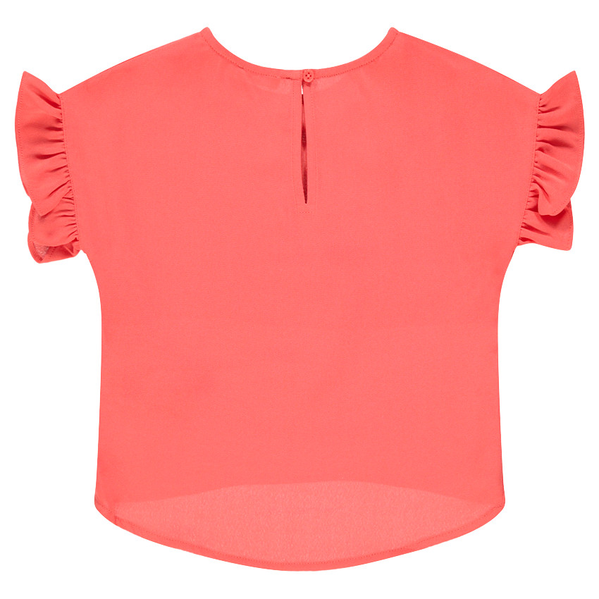 Κοντομάνικη βουάλ μπλούζα με τίγρη και στρας 