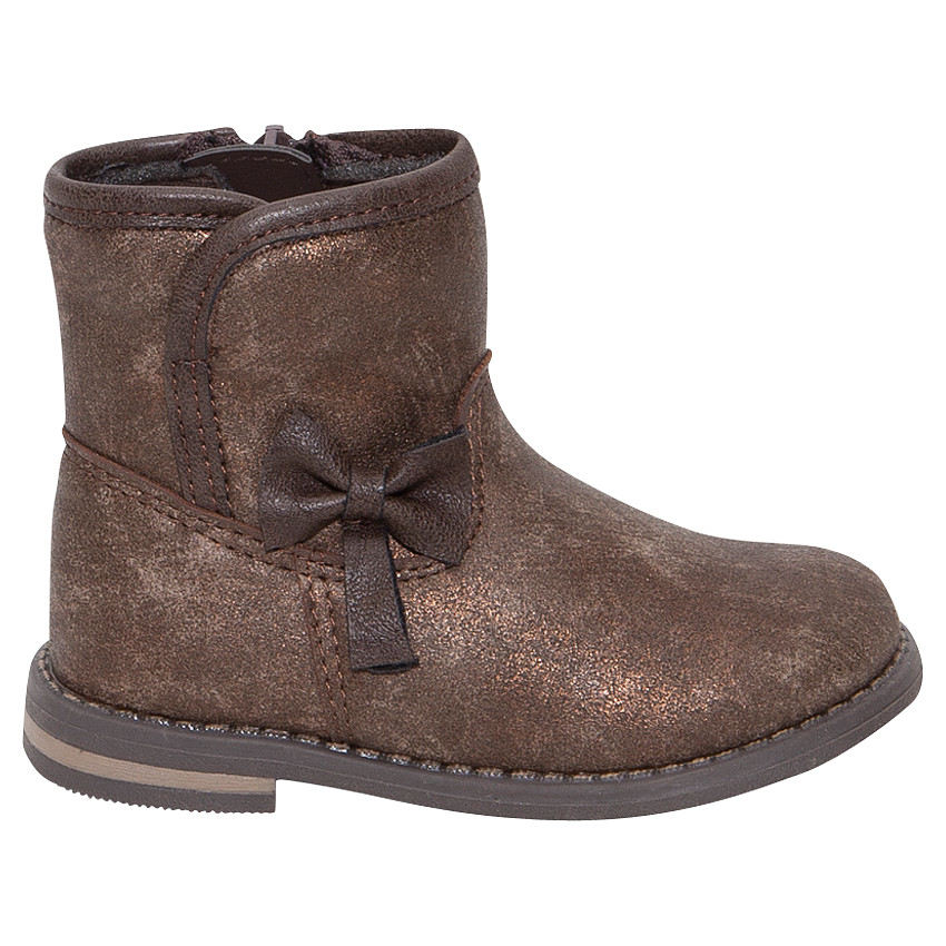 Μποτάκια από δερματίνη σκούρο ασημογκρί με φερμουάρ και φιόγκο 