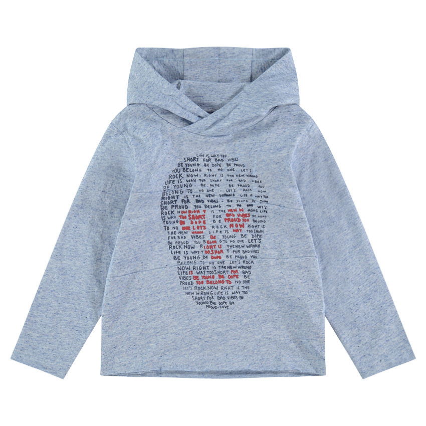 Μακρυμάνικη μπλούζα με κουκούλα και στάμπα νεκροκεφαλή 