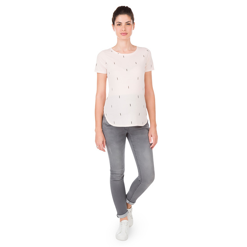 Μονόχρωμη κοντομάνικη μπλούζα εγκυμοσύνης 