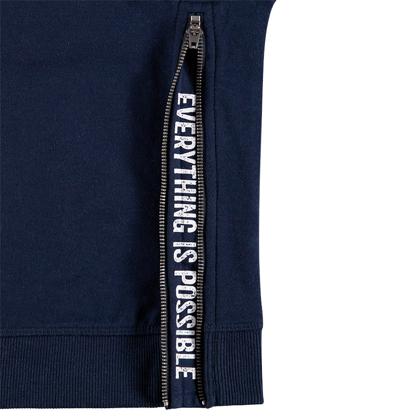 Παιδικά - Φανελένιο φούτερ με όρθιο λαιμό, φερμουάρ και λωρίδες σε αντίθεση 