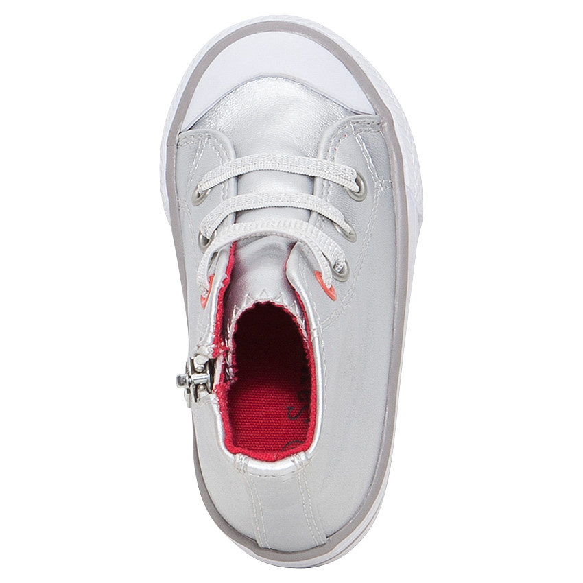 Ασημί αθλητικά μποτάκια με φερμουάρ και ελαστικά κορδόνια 