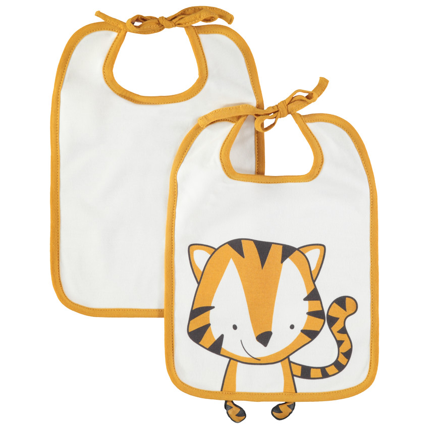 Σετ 2 σαλιάρες, μία με στάμπα / μία μονόχρωμη 