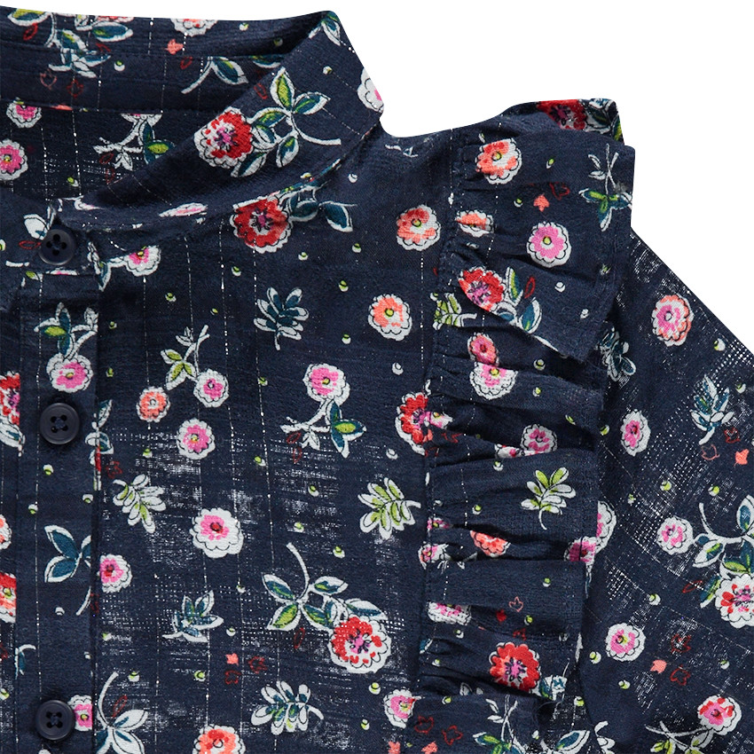 Παιδικά - Βαμβακερό πουκάμισο με φλοράλ μοτίβο και βολάν 