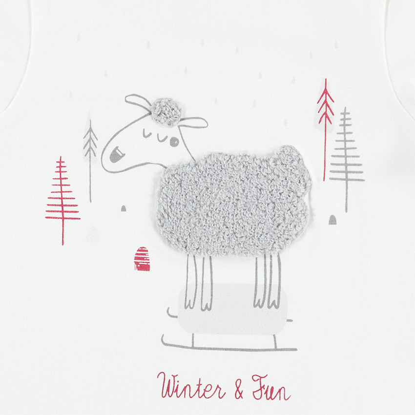 Μακρυμάνικη μπλούζα από ζέρσεϊμε μπουκλέ προβατάκι 