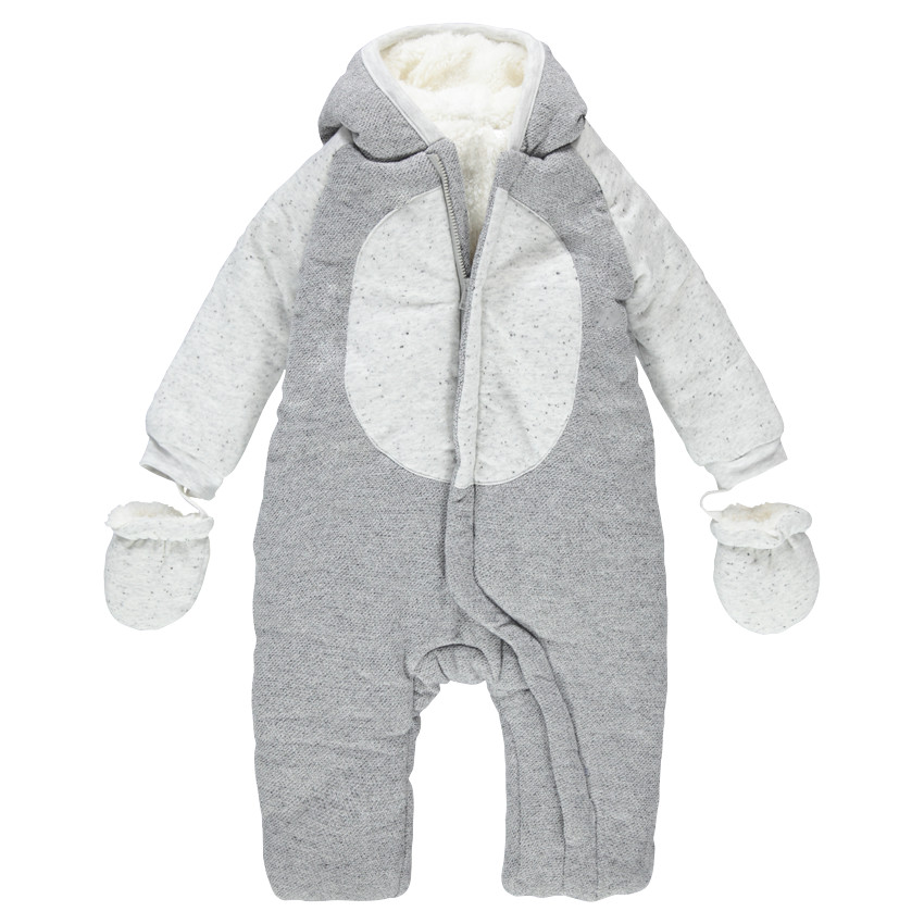 Ολόσωμο μπουφάν από φανέλα με επένδυση από sherpa και ανάγλυφες λεπτομέρεις δεινόσαυρου 