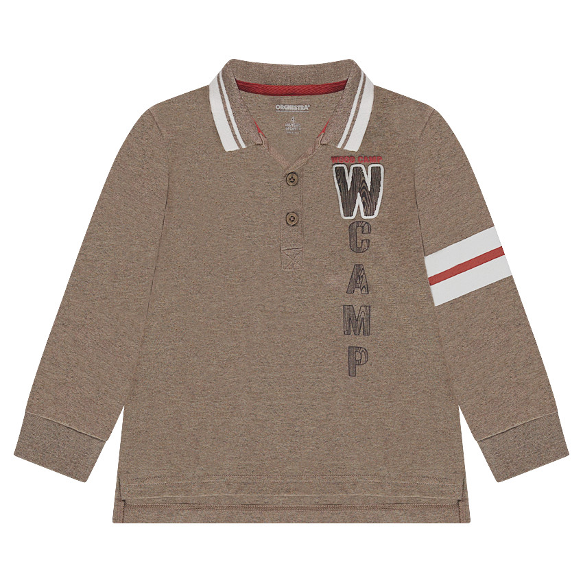 Μακρυμάνικο μελανζέ πόλο με φαντεζί τύπωμα  