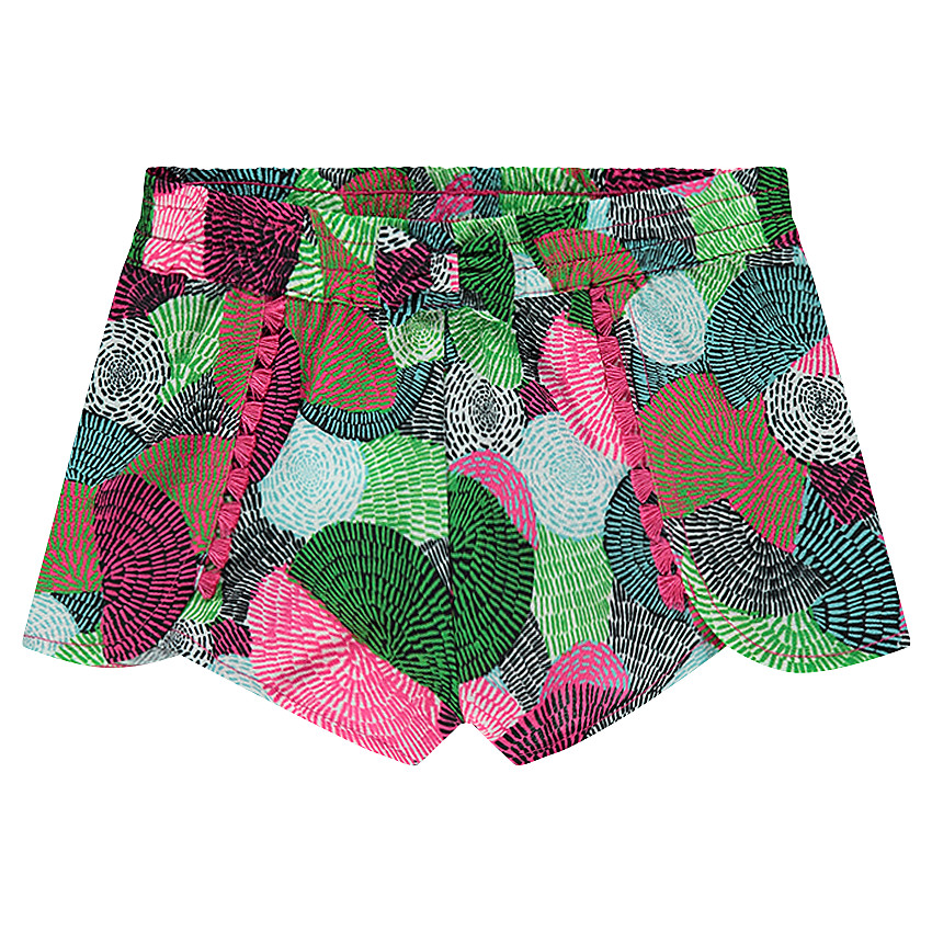 Φαρδύ σορτς με κρόσσια από κρεπ με γεωμετρικό σχέδιο  