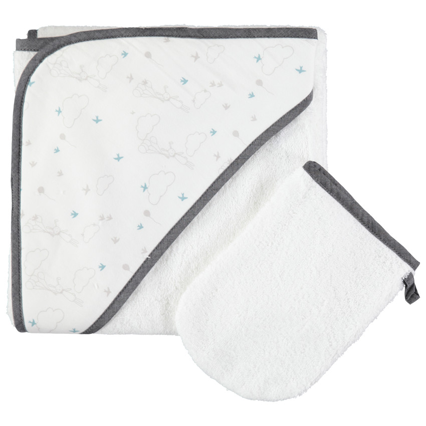 Πετσετέ σετ μπάνιου με εμπριμέ κουκούλα 