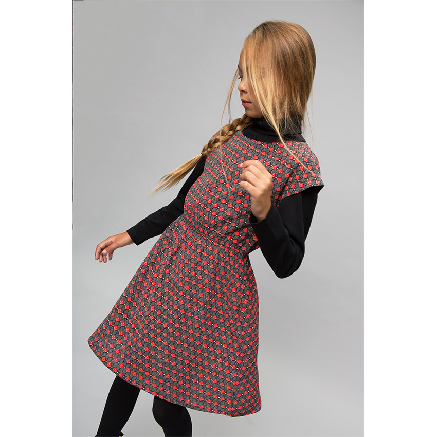 Παιδικά - Φόρεμα με βουάλ βισκόζη με φαντεζί μοτίβο 