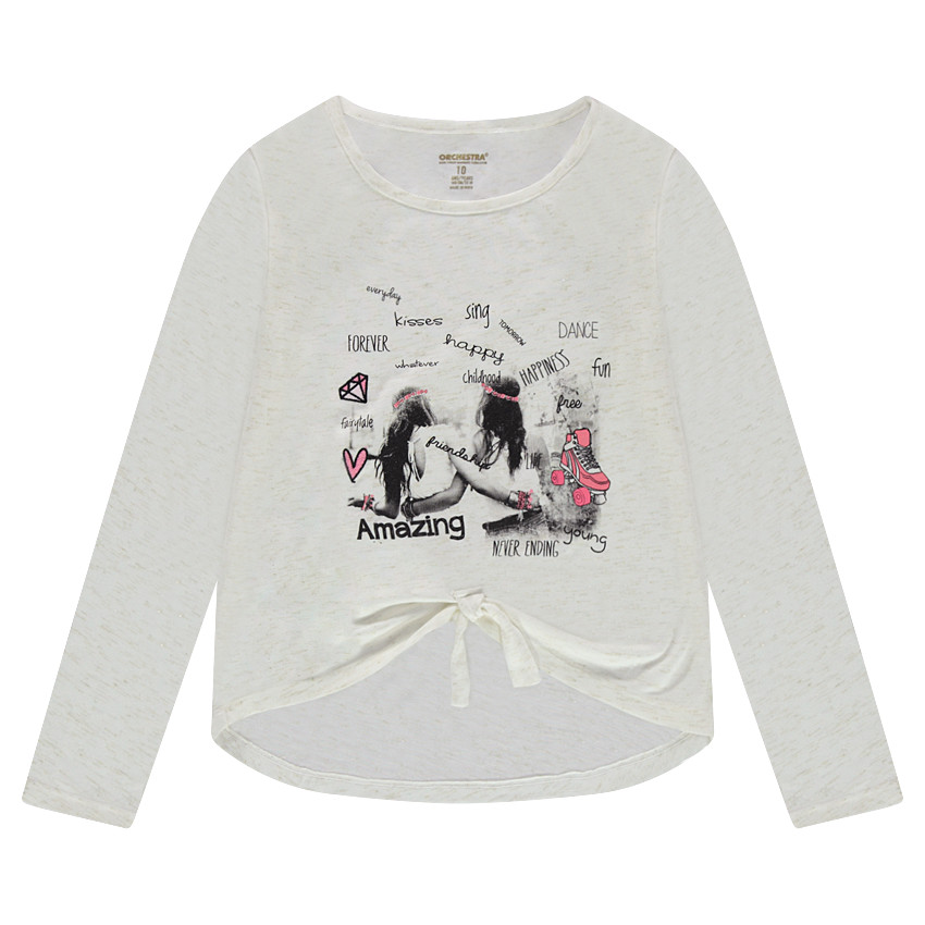 Παιδικά - Μακρυμάνικη μπλούζα μελανζέ με μεταλλιζέ ίνες στην ύφανση  