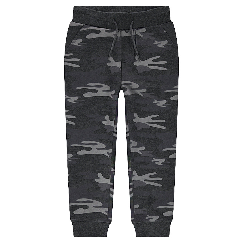 Φανελένιο παντελόνι φόρμας με μοτίβο μιλιτέρ σε όλη την επιφάνεια 