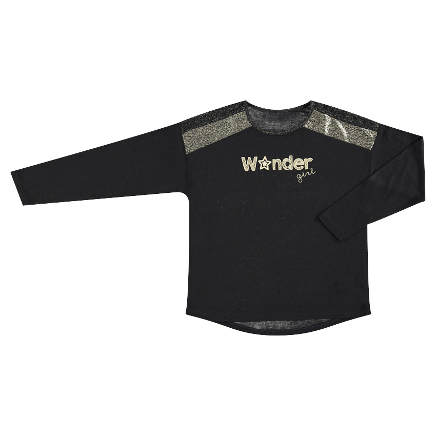 Παιδικά - Μακρυμάνικη μπλούζα με τυπωμένο μήνυμα και πούλιες 