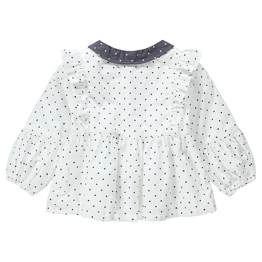 Μακρυμάνικο πουκάμισο με πουά σε όλη την επιφάνεια και λαιμό-γιακά 