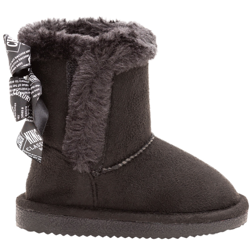 Χαμηλές μπότες με γούνινη επένδυση και σατέν φιόγκους πίσω, 20 έως 23 