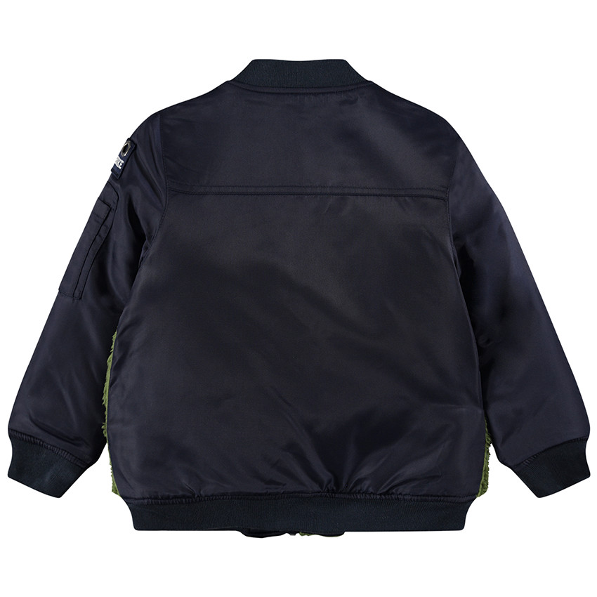 Παρκά από δύο υλικά με τσέπες και φαντεζί μπαλώματα 