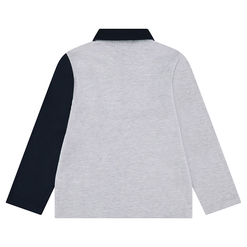 Τρίχρωμο μακρυμάνικο πόλο με τυπωμένο χεράκι 