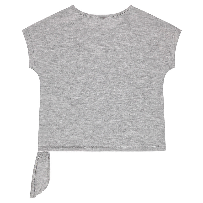 Κοντομάνικη μπλούζα σε τετράγωνη γραμμή με μπάλωμα με ιριδίζουσα καρδούλα 