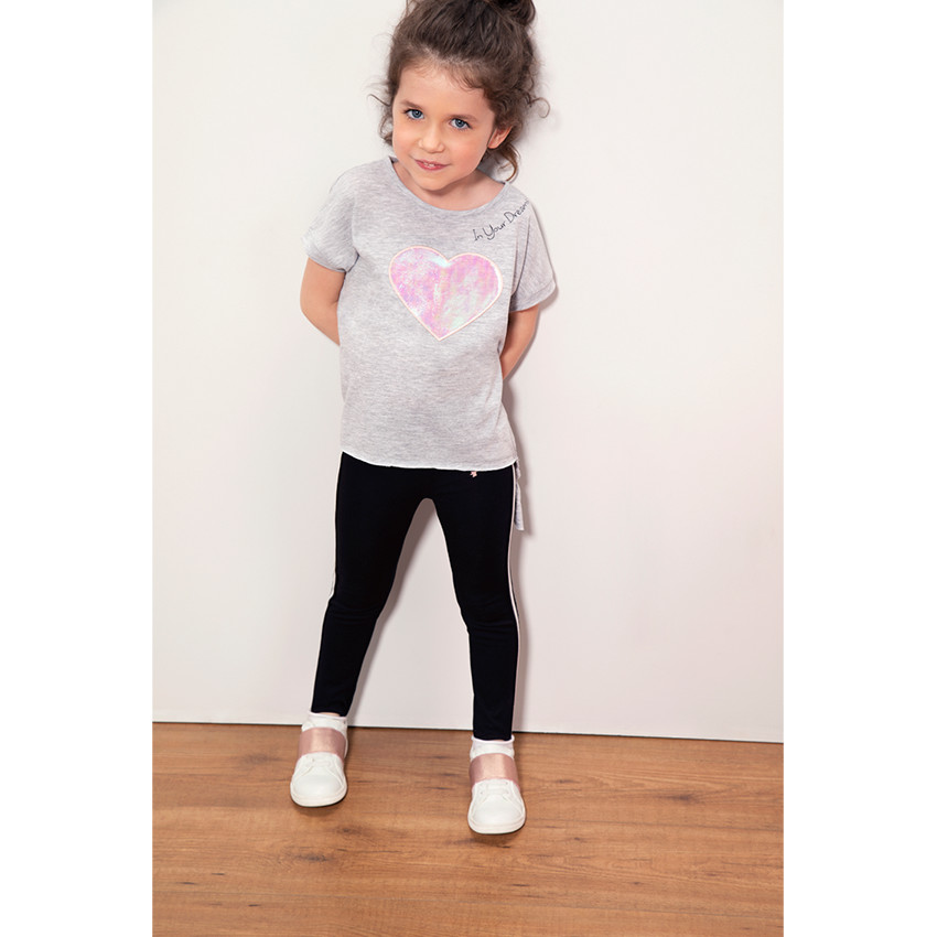 Κολάν με λάστιχο στο πέλμα σε ύφανση milano με λωρίδες σε αντίθεση και στάμπα 