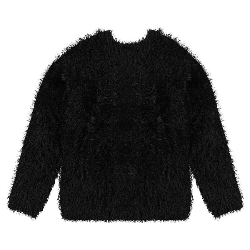 Παιδικά - Πλεκτό πουλόβερ με χνουδωτή υφή και κείμενο ζακάρ 