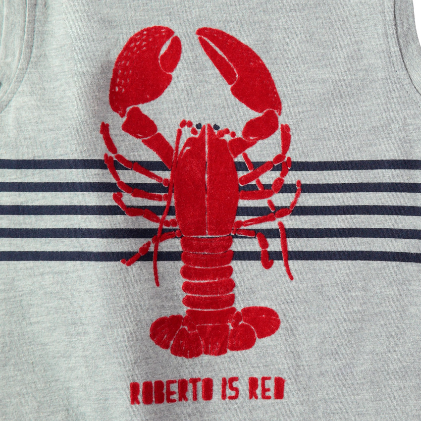 Βαμβακερό αμάνικο με διακοσμητική στάμπα σε ριγέ φόντο 