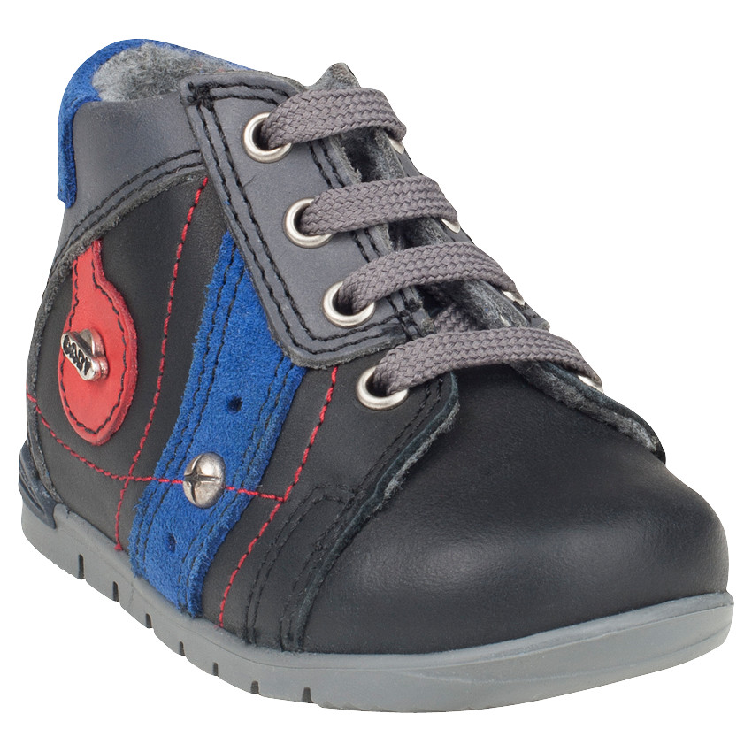 Bottillons à lacets en cuir avec empiècements contrastés 