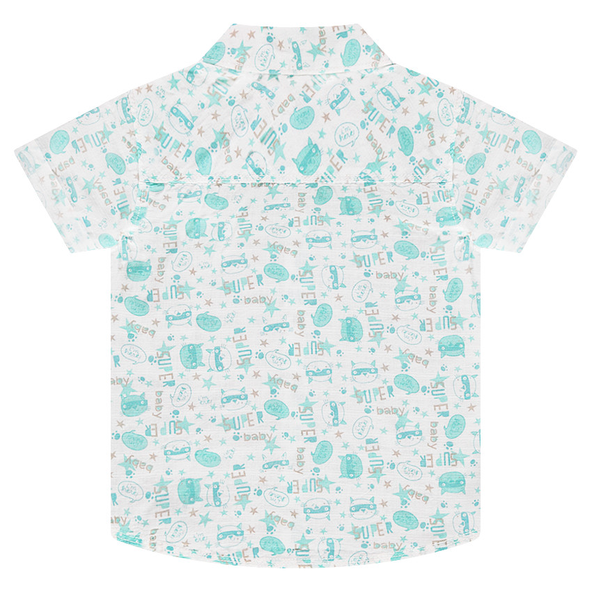 Κοντομάνικο πουκάμισο από εμπριμέ βαμβακερή ποπλίνα 